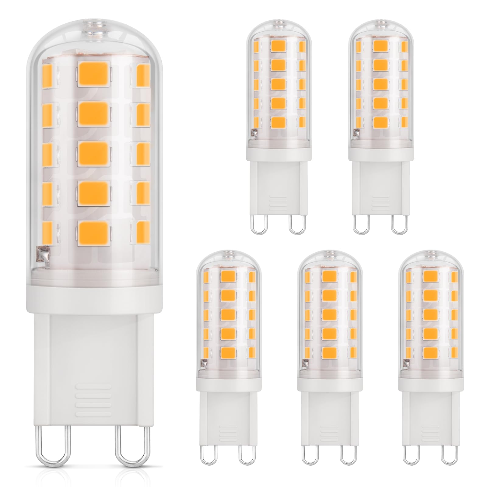 DiCUNO G9 3W LED Bulb, Equiv. 30W, Warm White 2700K, 410lm, Pack of 6 | CRI 85, 