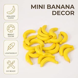 20 Pcs Yellow Mini Fake Banana Fruit, Artificial Banana Props, Plastic Foam Vegetables Fruit as Home Party Ornament Craft Props Gift,Simulation Fruit Props for Photography Blenders and Sponges 3-6CM