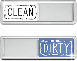 PSLER Dishwasher Magnet Clean Dirty Sign - White & Blue Slide Tab Indicator | Strong Magnetic Clean Dirty Indicator for Dishwasher, Kitchen Home Apartment Farmhouse Decor, Scratch-Free Housewarming Gift