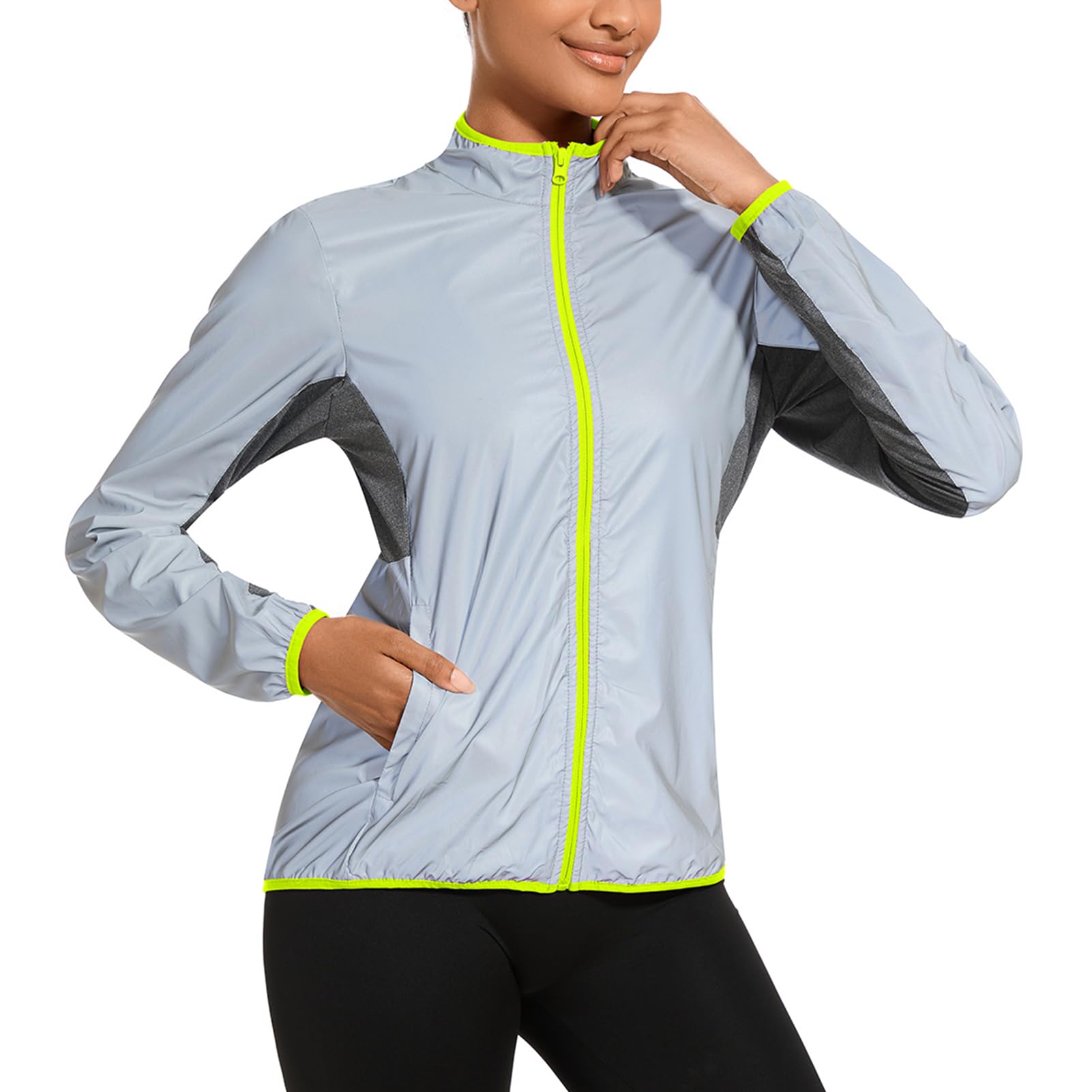 bpbtti Women's Lightweight Full Zip Windbreakers Reflective Jackets workout Tops