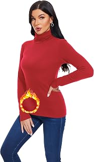 TAIPOVE Thermal Fleece Lined Turtle Neck Tops for Women Cotton Underwear