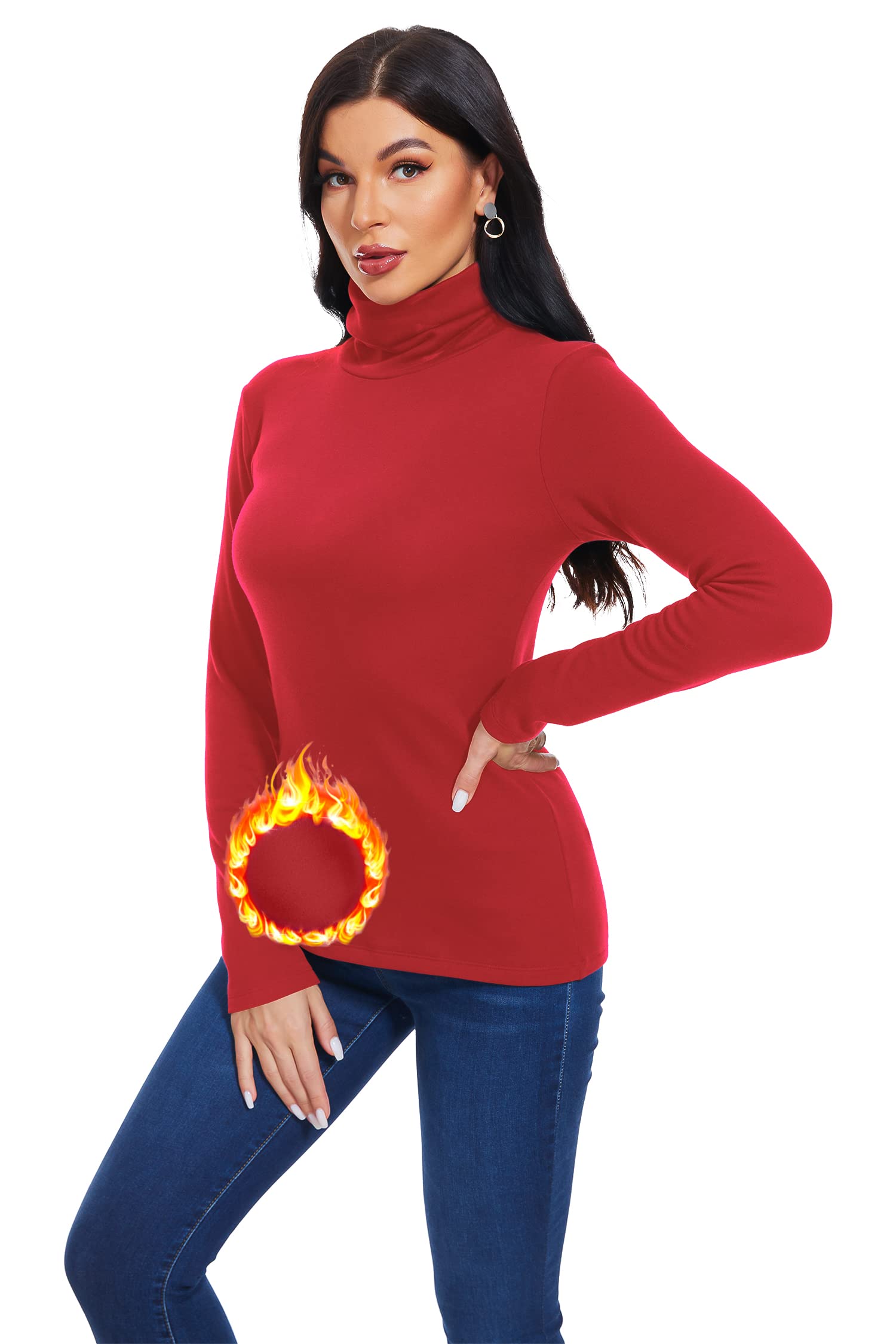 TAIPOVE Thermal Fleece Lined Turtle Neck Tops for Women Cotton Underwear