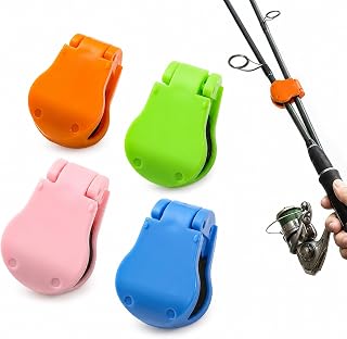 4 Pcs Fishing Rod Holder Multicolor Detachable Portable Clamp for Lure Rod Storage Self-Locking Pressure Clamp Fixture Pink Green Orange Sky Blue
