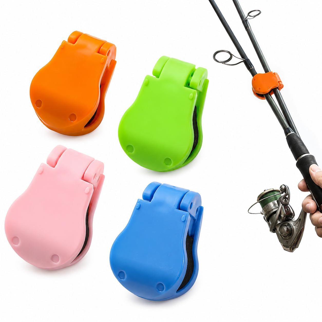4 Pcs Fishing Rod Holder Multicolor Detachable Portable Clamp for Lure Rod Stora