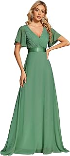 Ever-Pretty EP09890 Women’s Chiffon Evening Dress, A-Line Bridesmaid/Wedding Dress with V-Neck, Floor-Length