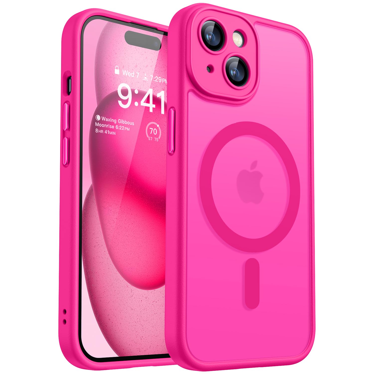 CANSHN Magnetic Cover for iPhone 15, MagSafe Compatible, [Full Camera Protection