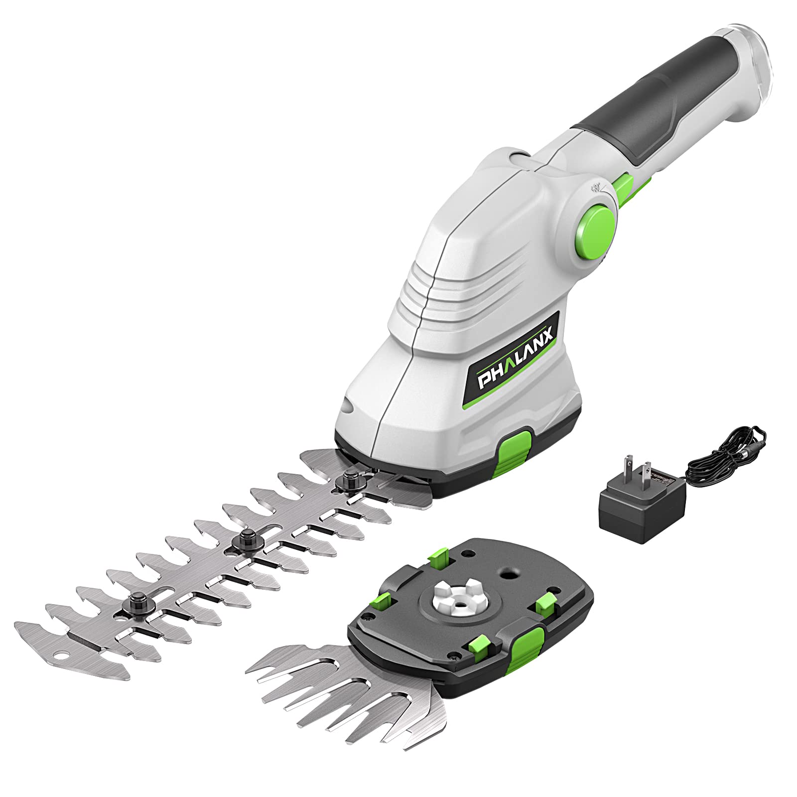 PHALANX Cordless Grass Shears 2-in-1 Handheld Hedge Trimmer,7.2V Electric Grass 