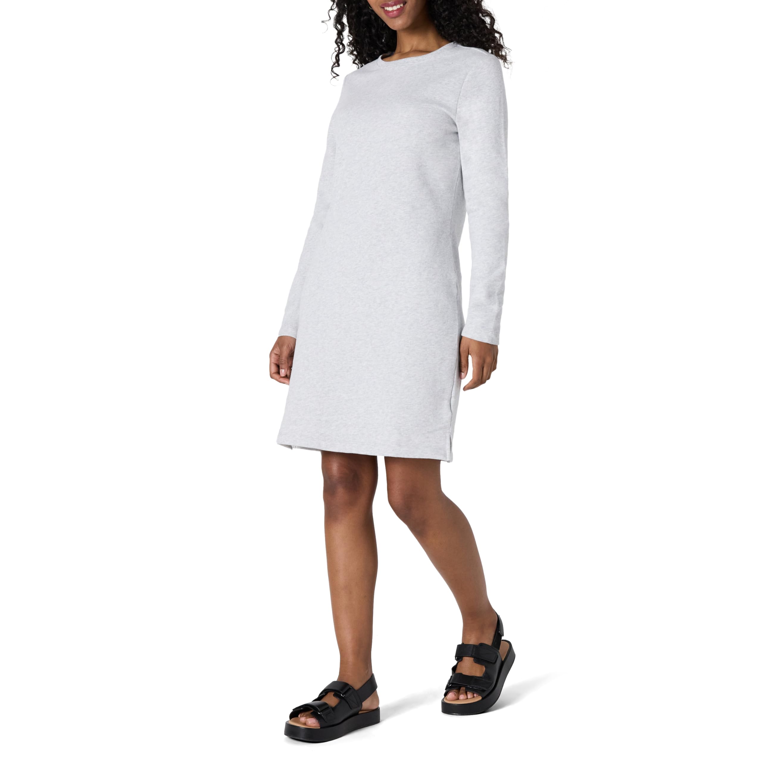 Amazon Essentials Women's Crew Neck Long Sleeve Above Knee Fleece Dress