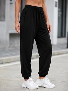 Pantalones deportivos de cintura alta con bolsillos para mujer