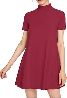 Milumia Women's Mock Neck T Shirt Dress 60s Short Sleeve Babydoll Dresses