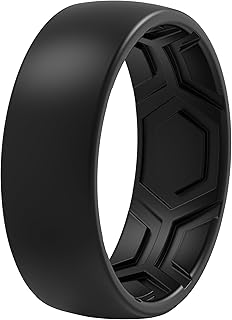 ThunderFit Men's Patterned Silicone Rings, Rubber Bands, 8mm Wide | 2.2mm Thick, Available in 1, 4 & 7 Packs, Comfortable Fit, Durable & Flexible Silicone, Safe for Gym & Work