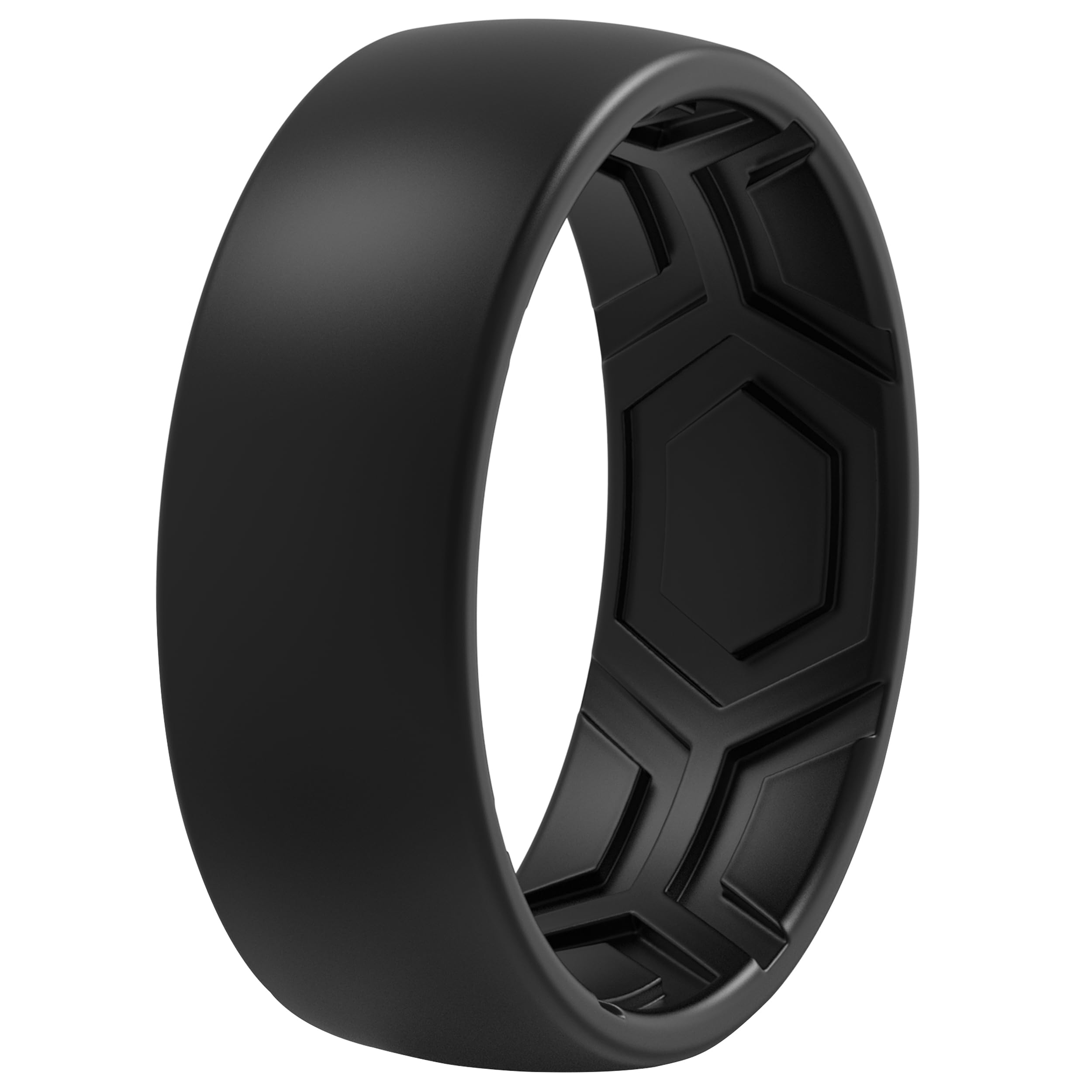 ThunderFit Men's Patterned Silicone Rings, Rubber Bands, 8mm Wide | 2.2mm Thick,