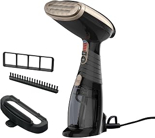 Conair Steamer for Clothes & Upholstery, Handheld, 3 Attachments, Black | Powerful 1875W clothes steamer with 7.3 oz. water tank and 5 steam settings heats up in 40 seconds and runs for 20 minutes