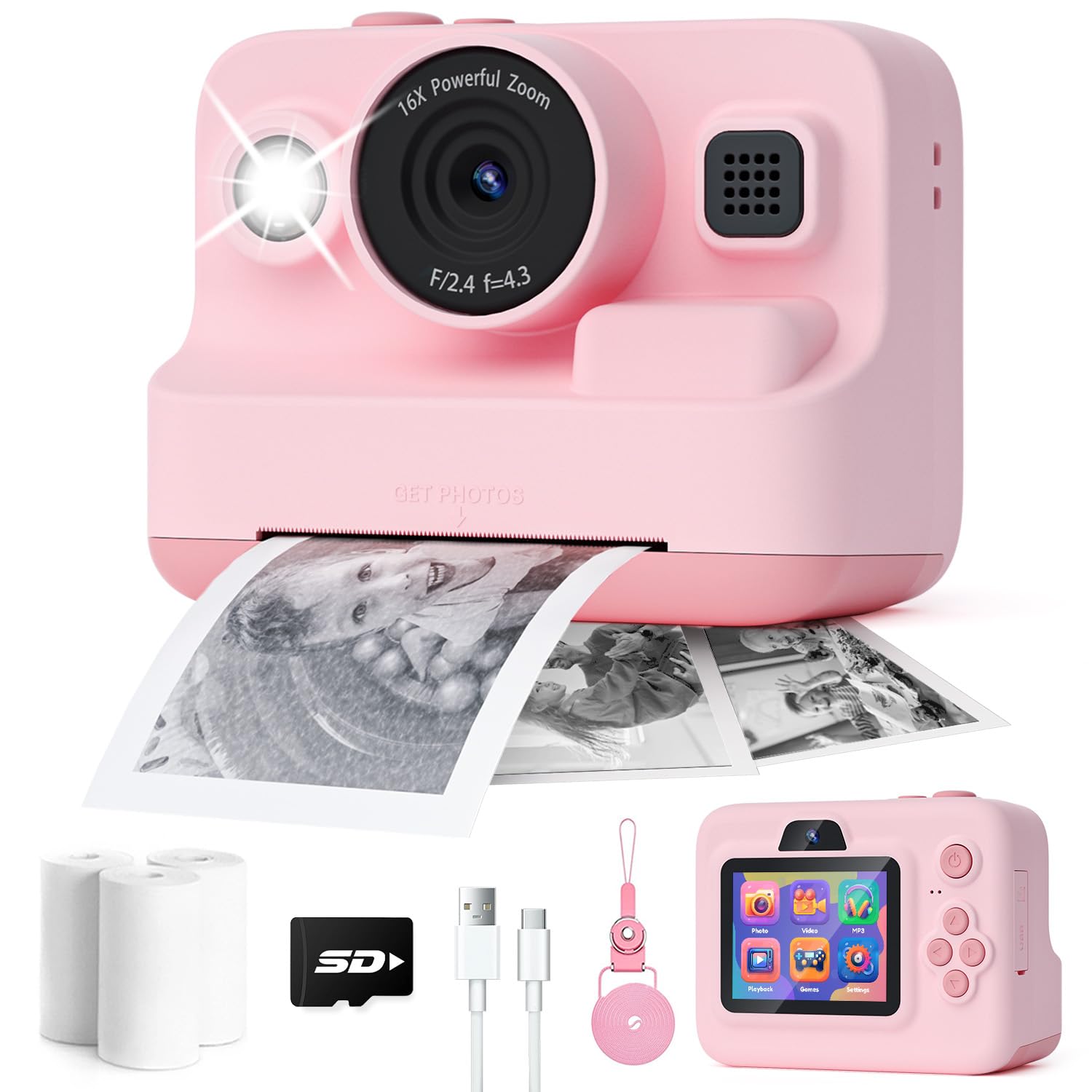 Kids Camera Instant Print,1080P Kids Digital Camera,Girls Gifts Toys Age 3+ | 20