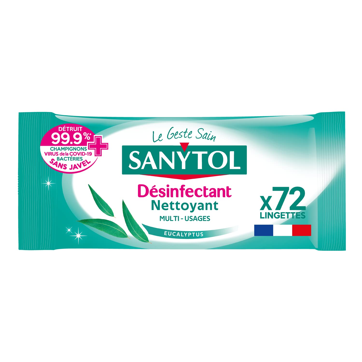 Sanytol - Multi-Purpose Disinfectant Wipes - Eucalyptus - x72 - Bactericide, Vir