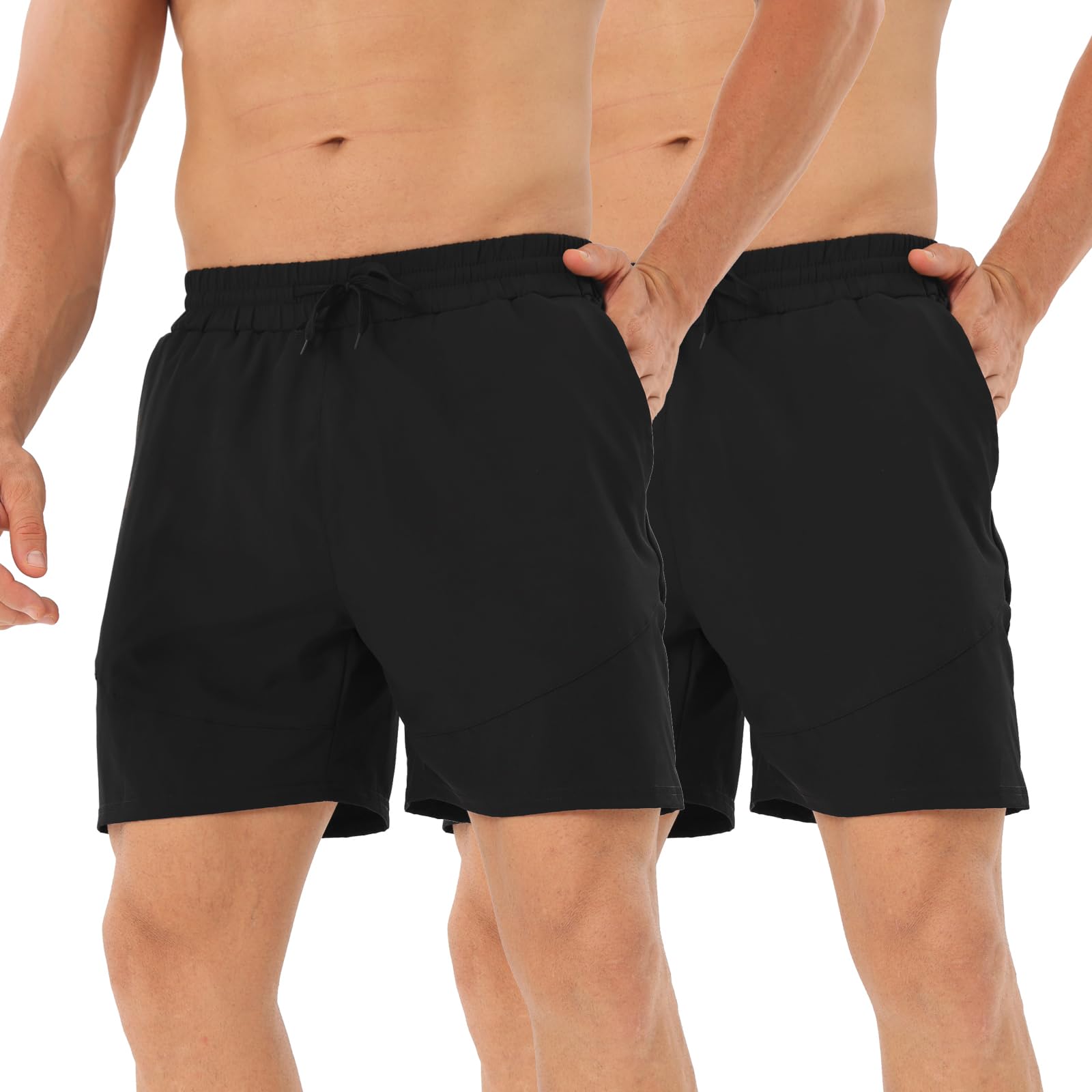 HOPLYNN Men's 2 Pack Running Shorts Lightweight Breathable Sports Gym Training S
