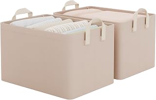 StorageWorks Large Storage Basket for Shelves, Light Brown, 2-Pack