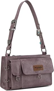 Wrangler Y2K Purse Small Shoulder Bag for Women with Western Detachable Charms & Multiple Pockets