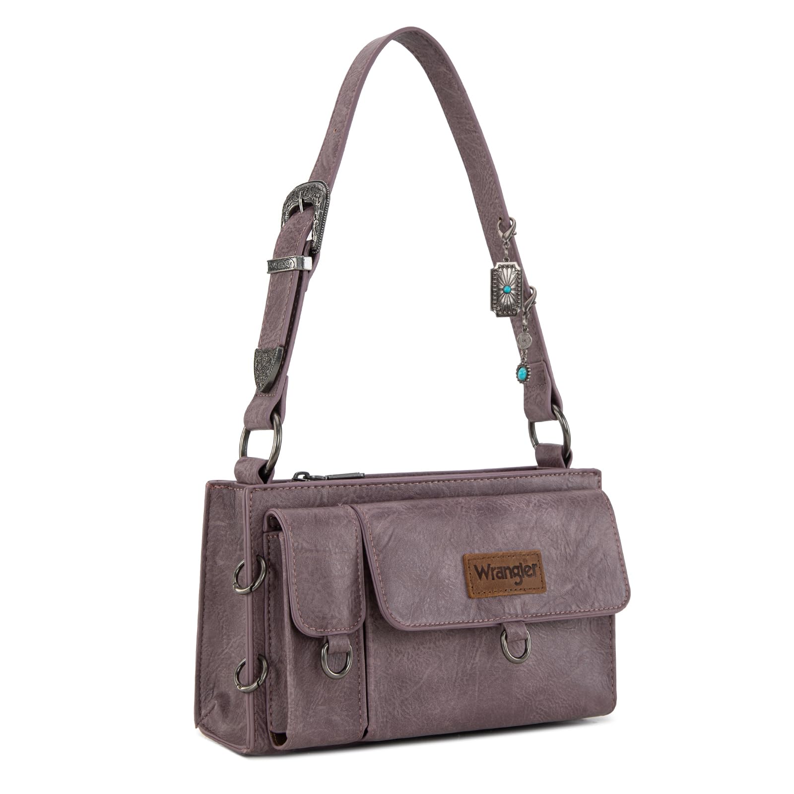 Wrangler Y2K Purse Small Shoulder Bag for Women with Western Detachable Charms &