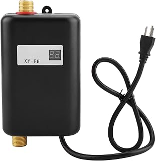 Water Heater, 110V 3000W Mini Electric Tankless Hot Water Heater Kitchen Washing US Plug for G1/2" Water Pipe(Black)