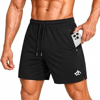 Men's Gym Shorts Running Sports Zipper Pockets