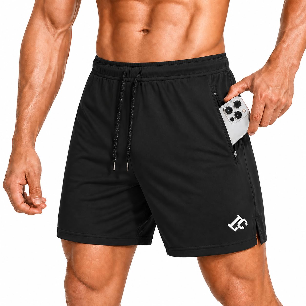 Men's Gym Shorts Running Sports Zipper Pockets