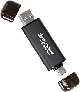 Transcend 256GB ESD310 Dual Portable SSD 1050MB/s USB-A+C, Thumb Drive | External Solid State Drive USB 3.2 Gen 2 for iPhone17,16,15, iPad, Mac, Tesla, Steam Deck, Android, Smart TV