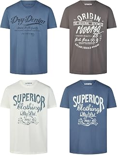 riverso RivLeon Men's Cotton Regular Fit T-Shirt, Set of 4, Crew Neck