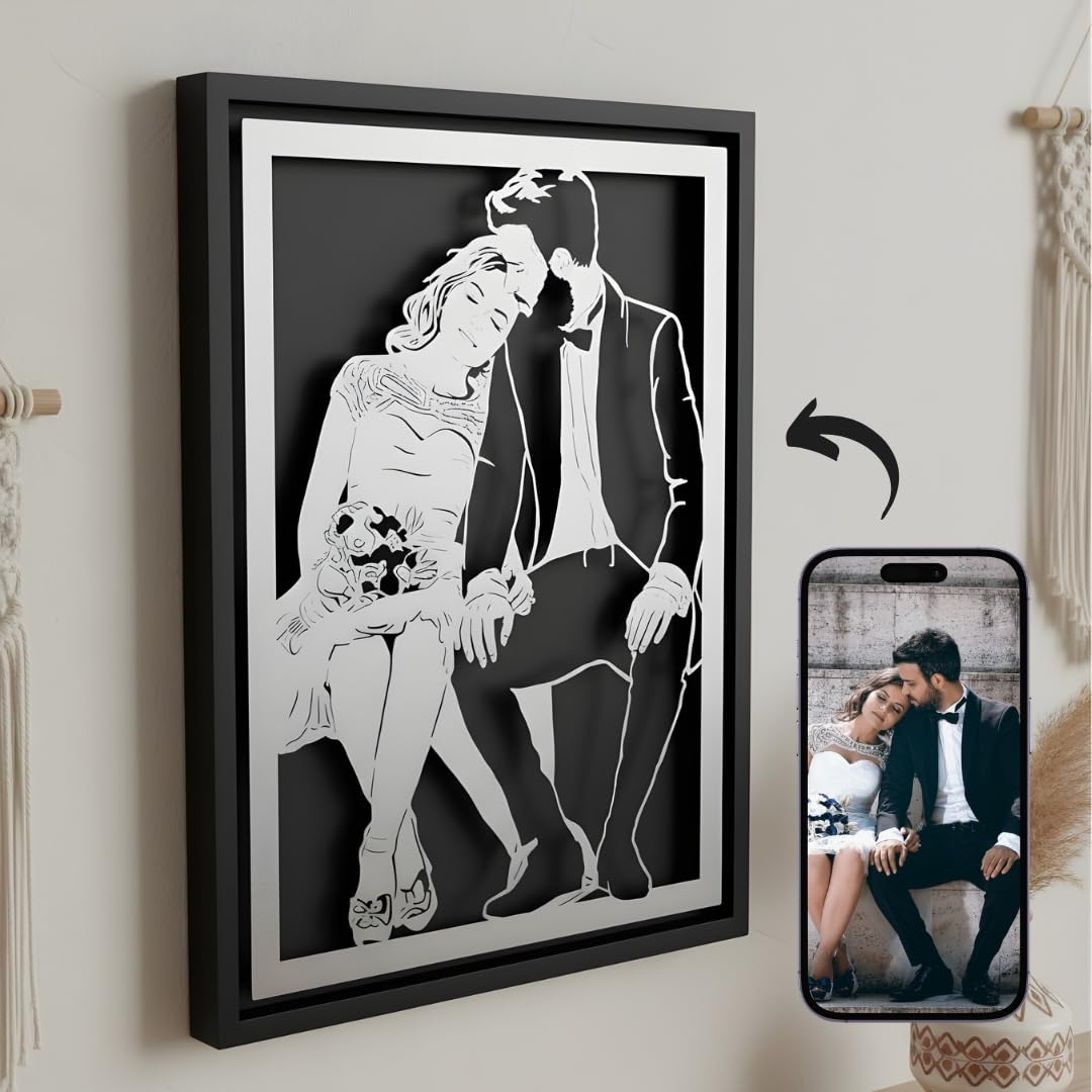Story in Steel - Wedding Anniversary Metal Portrait - Personalized Gifts for Wom