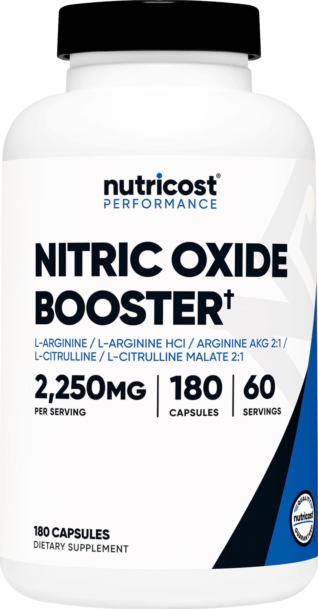 Nutricost Nitric Oxide Booster 2250mg, 180 Capsules, Gluten Free | 750mg Per Cas