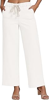 luvamia Jeans a gamba larga da donna a vita alta alla moda pull on elastico in vita coulisse pantaloni jeans elasticizzati con tasche