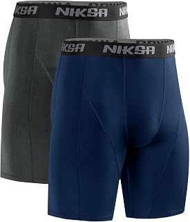 Niksa Men's Compression Shorts, Quick-Drying Base Layer Tights, Sports Underpants for Tight Dry and Breathable Cycling Shorts, Sports Shorts with Mobile Phone Pocket, Pack of 3