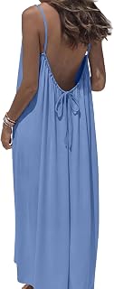 OFEEFAN Summer Dresses for Women 2026 Backless Cami Maxi Sundresses Spaghetti Strap Beach Vacation Clothes Swimsuit Coverup