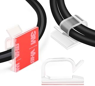XHF 60PCS 5/8” Clear Adhesive Cable Wire Wall Light Clips, Cord Holder | Cable Management Clips Wire Organizer for Under Desk Ethernet Car TV PC