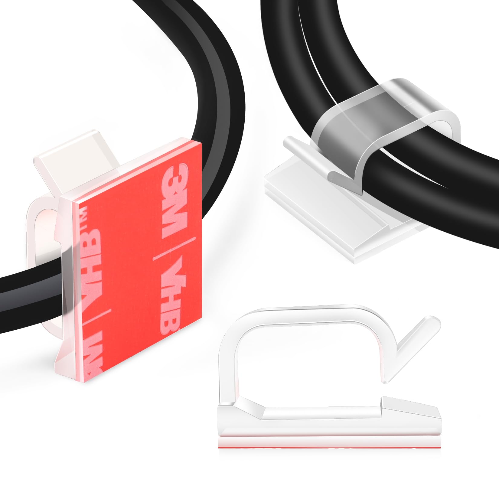 XHF 60PCS 5/8” Clear Adhesive Cable Wire Wall Light Clips, Cord Holder | Cable M