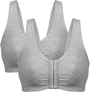 Bestform 5006014 Comfortable Unlined Wireless Cotton Stretch Sports Bra with Front Closure