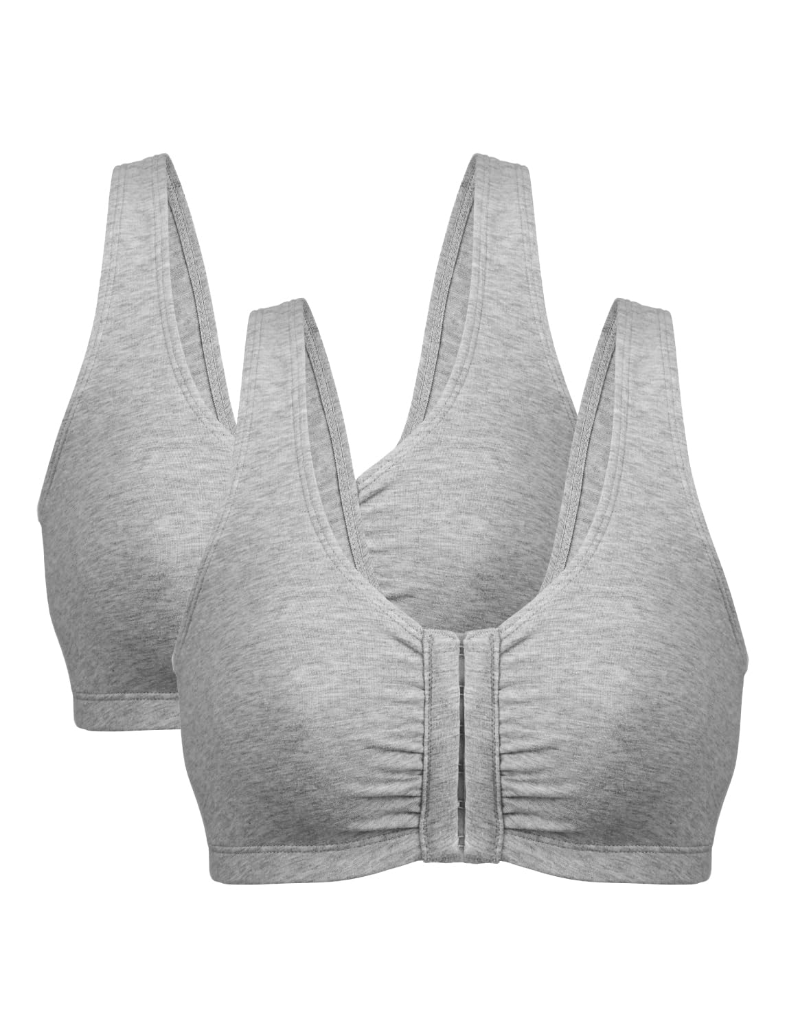 Bestform 5006014 Comfortable Unlined Wireless Cotton Stretch Sports Bra with Fro