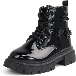 Wulubaba Toddler Girls Combat Boots, Side Zipper Lace Up Boots