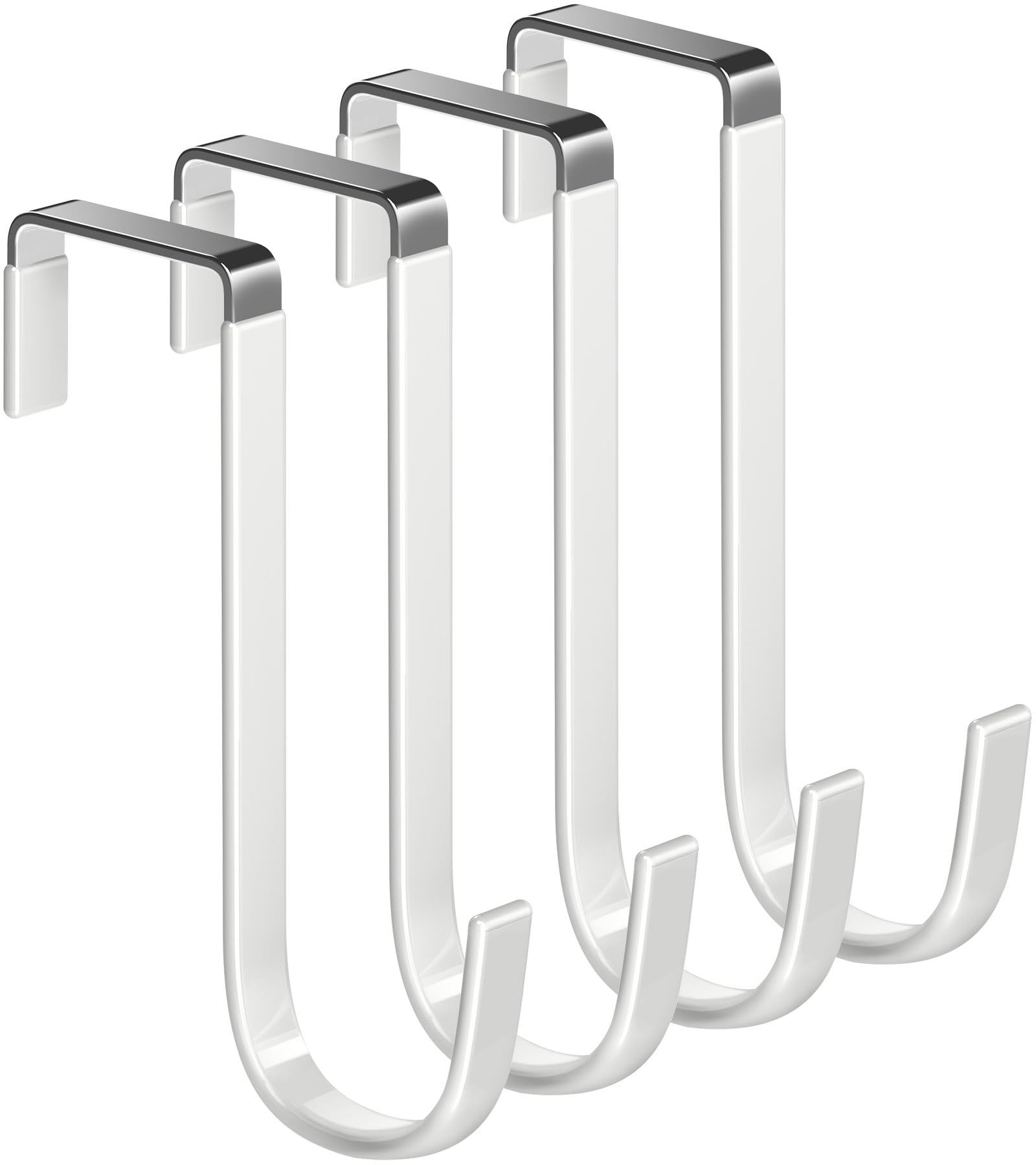 Mars-Rock Single Over Door Steel Hooks 4 Pack Fit 1-3/8" Door 5.5" White | Plast