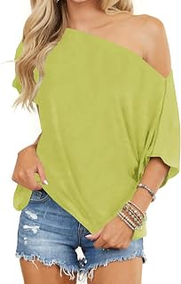 Eniloyal off shoulder tops for women, batwing long sleeve shirts, loose blouse, fashion, oversized tunic, pullover