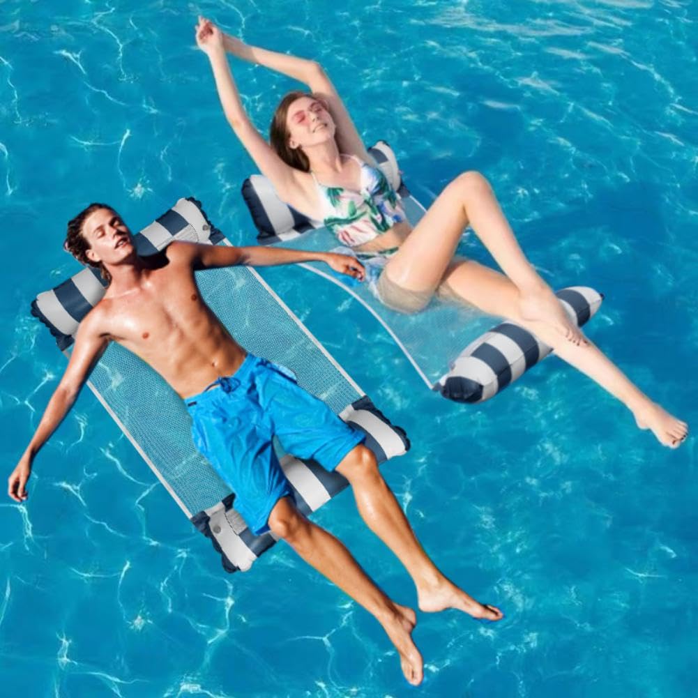 Meegoo 2 Pack Pool Floaties for Adults, Water Hammocks with Mesh | Inflatable Po