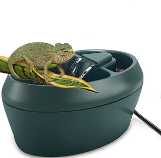 MIDOGAT 2 in 1 Reptile Water Dispenser with Treats Trough, Chameleon Water Fountain, Lizard Water Fountain for Turtle Snake Spider Frog Gecko