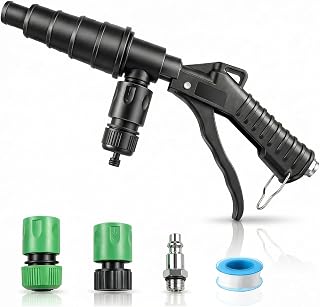 QUFYSK Coolant Flush Gun, Heater Core Flush Kit for 19-40mm Hoses | Lever Action, Air &amp; Water Radiator Flush Kit with 1/2", 5/8" and 3/4" Hose Adapters, 1/4" Air Fitting and PTFE Tape