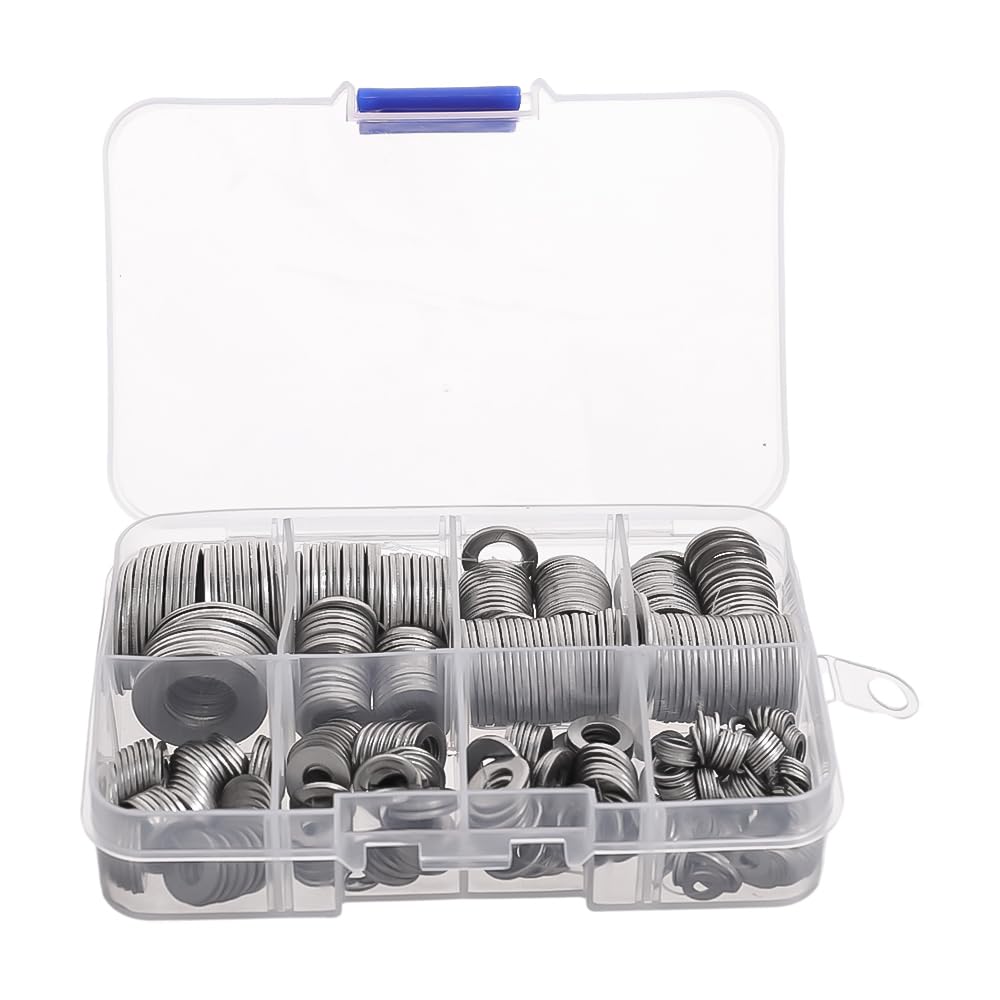 180pcs Stainless Steel Flat Washers Round Metal Fixed Washers Repair Accessories