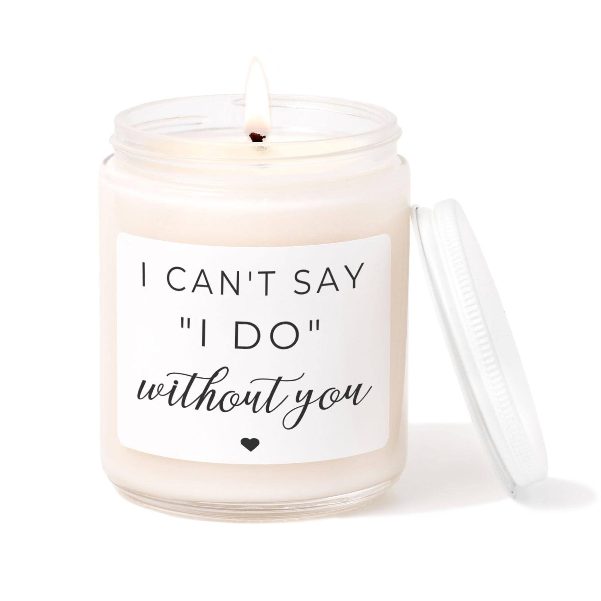 Kim and Pom I Can't Say I Do Without You Candle, Soy Candle 8oz Glass Jar, Bride