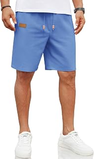 COOFANDY Men's Linen Beach Shorts Casual Drawstring Summer Vacation Shorts