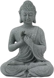 Buddha Statue Green Sandstone Sculpture Living Room Office Home Decor Meditation (7135K-01)