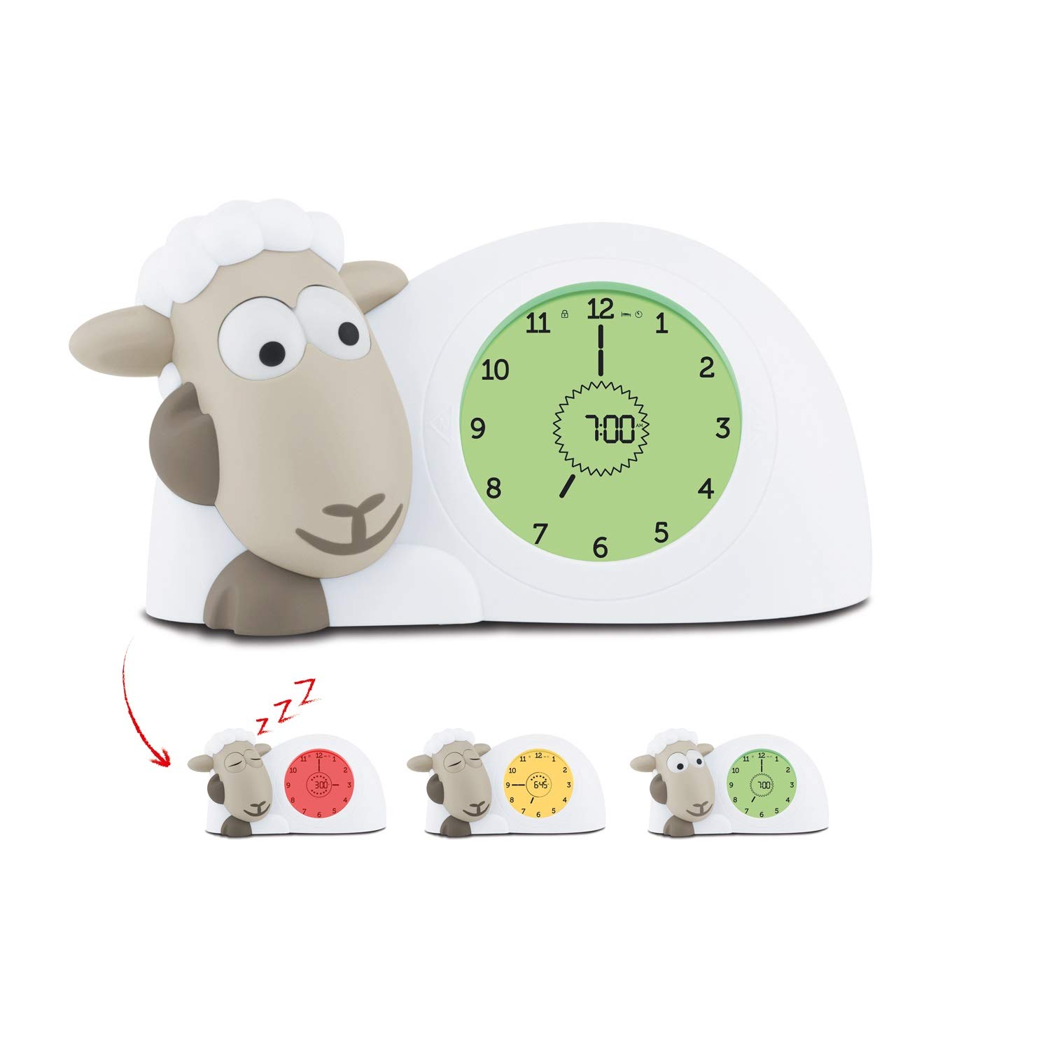 Zazu Sam l'agneau - Horloge et veilleuse de sommeil pour enfants - Réveil lumine