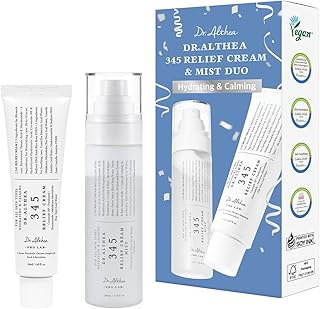 Dr.Althea 345 Relief Cream &amp; Mist Duo, Korean Vegan Skin Care Set | Soothing Recovery &amp; Moisture for Sensitive Skin, Daily Post-Acne Moisturizer, Versatile Hydration Mist Spray