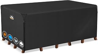 Zettum Patio Furniture Cover Rectangle - 110 Inch Outdoor Table Cover Waterproof & Heavy Duty, Large 600D Lawn Furniture Sofa Set Covers for Outside Dining Table and Chairs Combo - 110 x 74 x 28 Inch